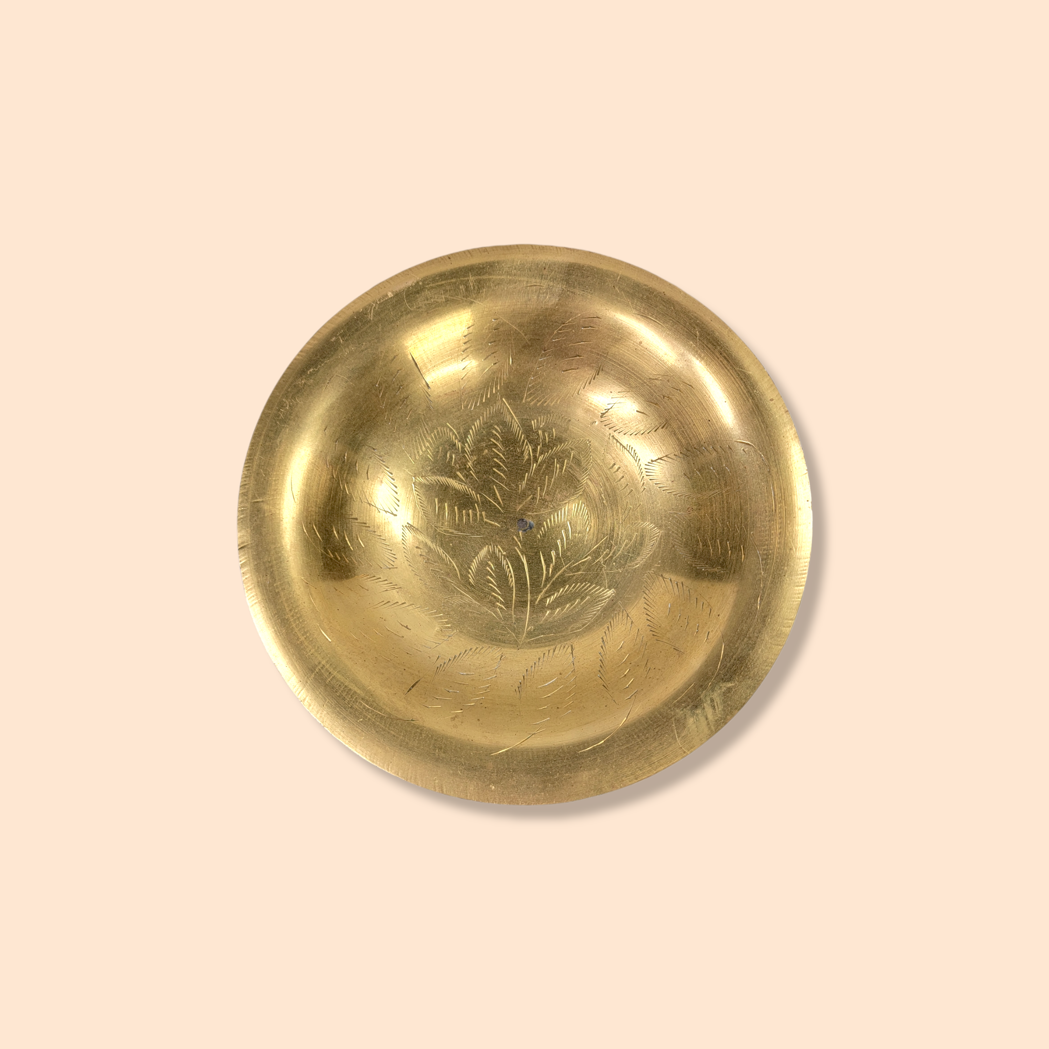 Vintage Brass Etched Incense Bowl